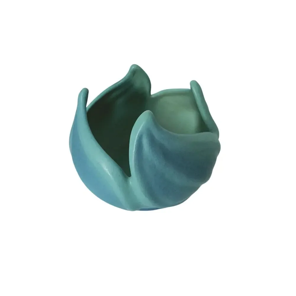 Van Briggle Ming Blue Lotus Leaf Vase Pottery Planter 1940 1950 1960 Swirl Flame